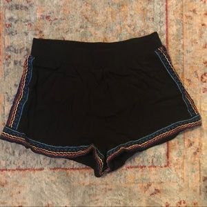 Women’s Black Swing Shorts with Needlework Detail